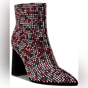 Wild Pair Ingrid Multi-Color Rhinestone Bling Ankle Booties - NIB - Size 8